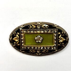 Vintage Catherine Popesco French Enamel and Rhinestone Brooch-Made in France